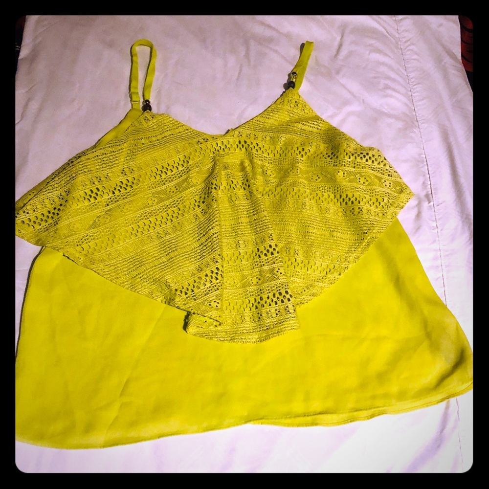 Lime green flounce top